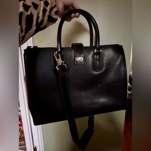 Franklin Covey Laptop Briefcase Handbag Black Leather Bag Organizer